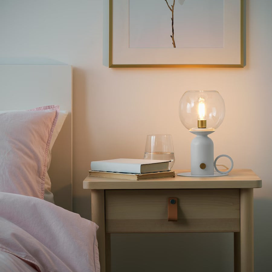 ÅSKMULLER Table lamp, dimmable light grey, 24 cm
