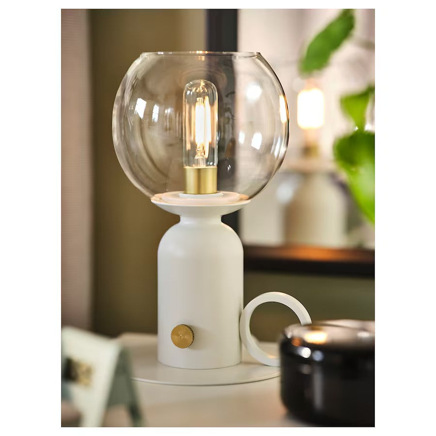 ÅSKMULLER Table lamp, dimmable light grey, 24 cm
