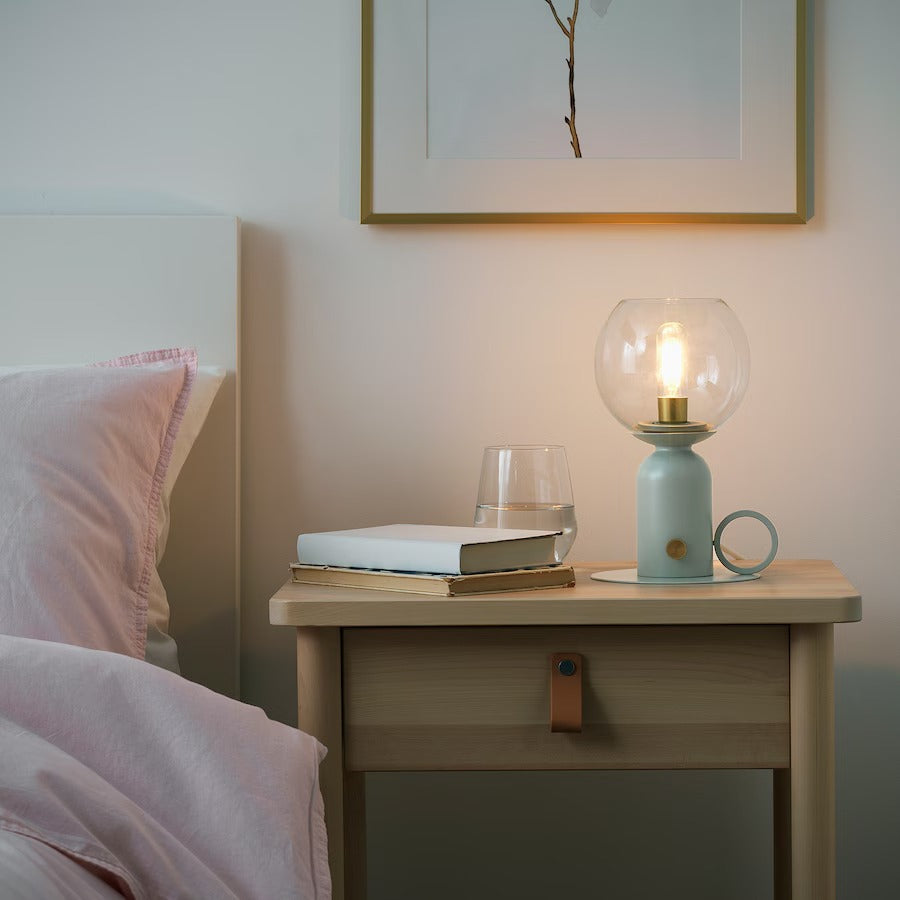 ÅSKMULLER Table lamp, dimmable light grey, 24 cm