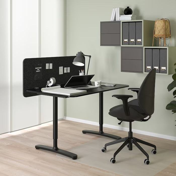 EILIF Screen for desk, grey, 120x48 cm