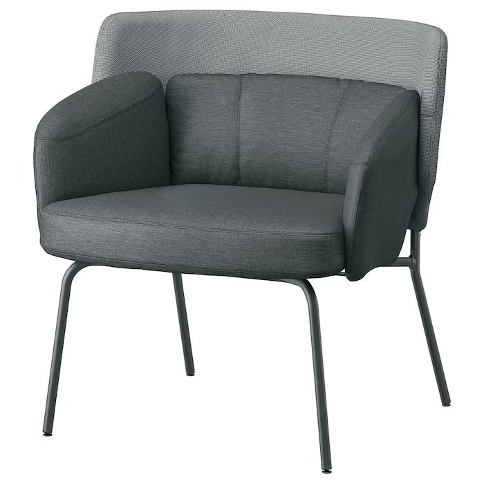 BINGSTA Armchair, Vissle dark grey/Kabusa dark grey