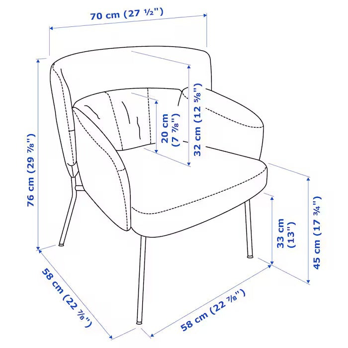 BINGSTA Armchair, Vissle dark grey/Kabusa dark grey