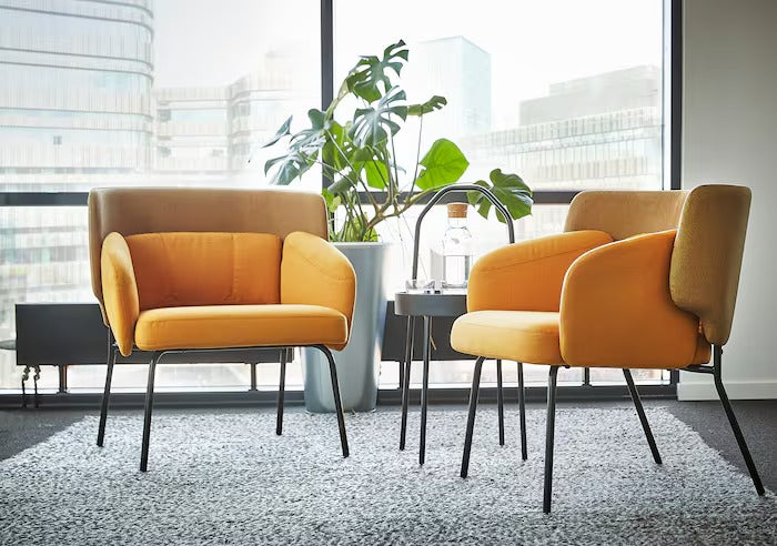 BINGSTA Armchair, Vissle dark grey/Kabusa dark grey