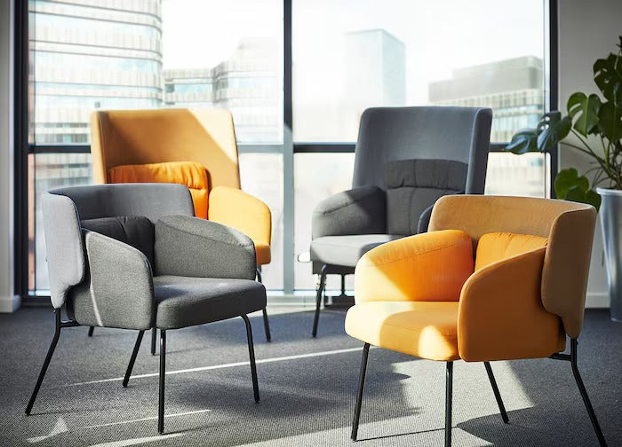 BINGSTA Armchair, Vissle dark grey/Kabusa dark grey