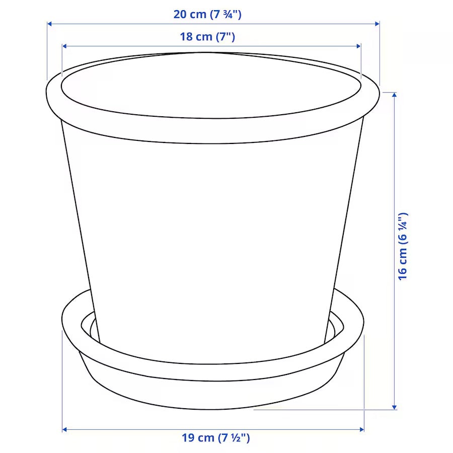 MUSKOTBLOMMA Plant pot with saucer, in/outdoor terracotta, 12 cm