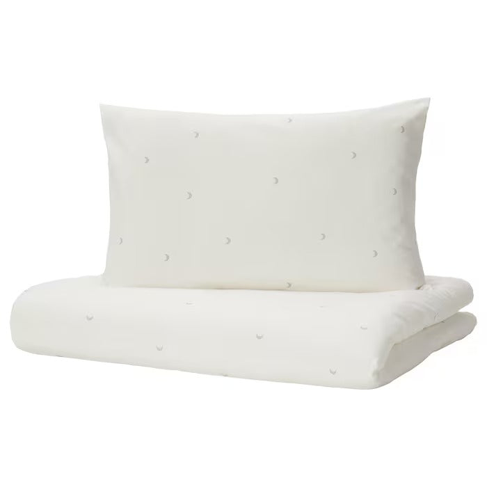 LENAST Duvet cover 1 pillowcase for cot, white, 110x125/35x55 cm