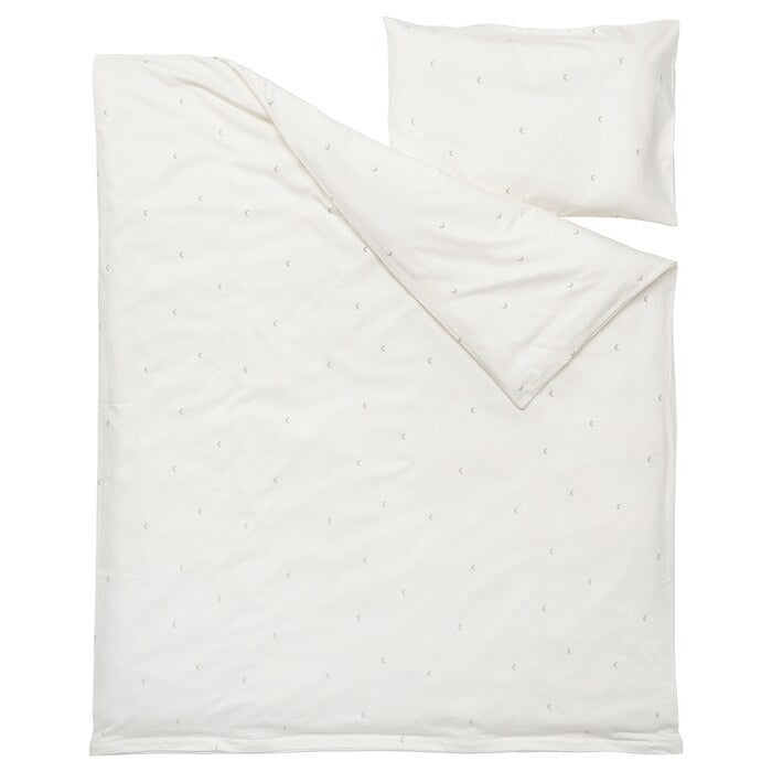 LENAST Duvet cover 1 pillowcase for cot, white, 110x125/35x55 cm