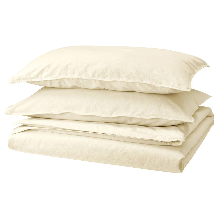 ÄNGSLILJA Duvet cover and 2 pillowcases, grey-green, 200x200/50x80 cm