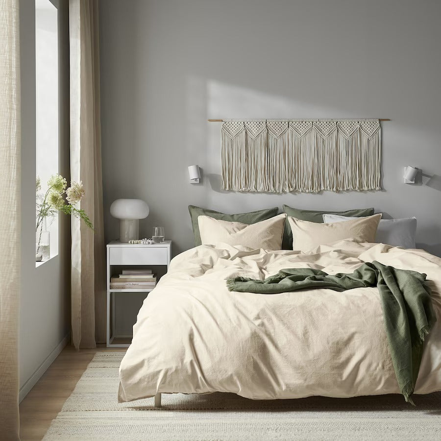 ÄNGSLILJA Duvet cover and 2 pillowcases, grey-green, 200x200/50x80 cm