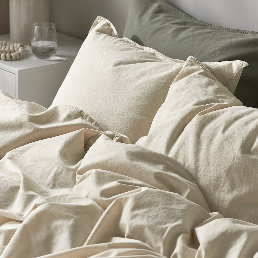 ÄNGSLILJA Duvet cover and 2 pillowcases, grey-green, 200x200/50x80 cm