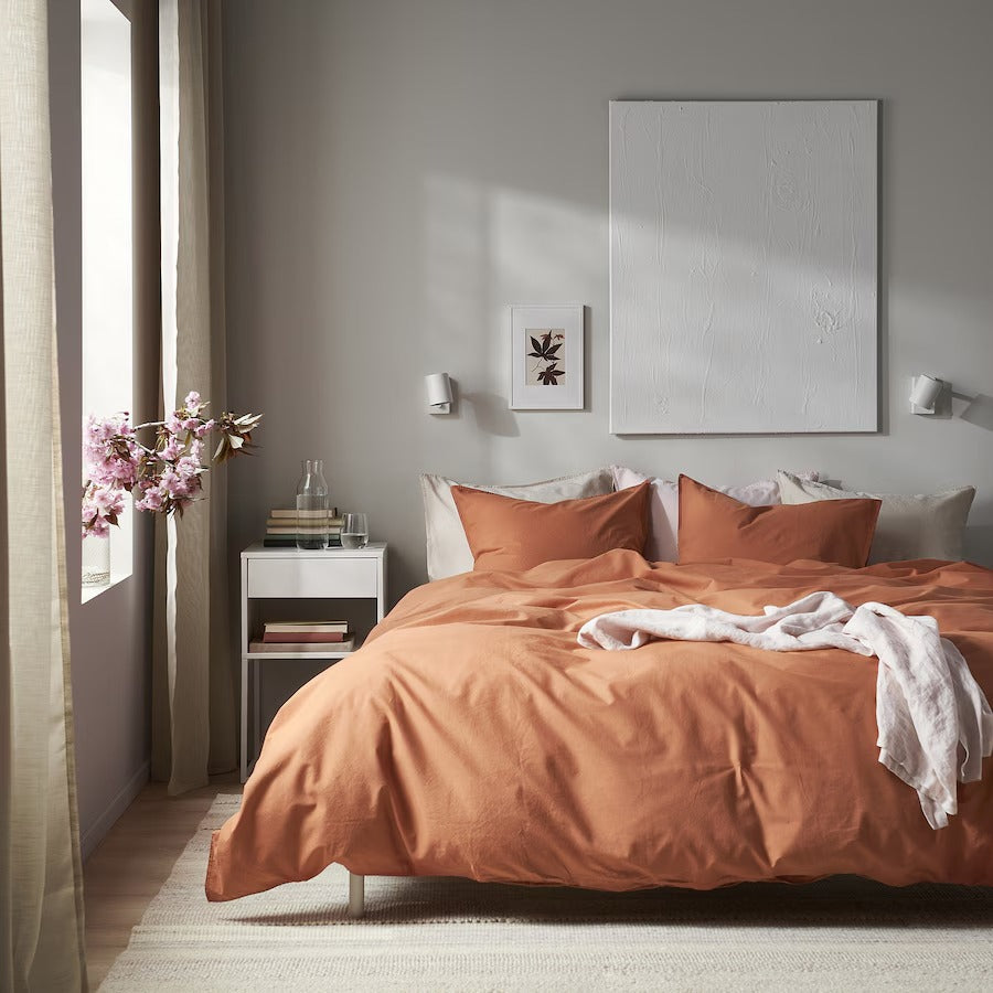 ÄNGSLILJA Duvet cover and 2 pillowcases, grey-green, 200x200/50x80 cm
