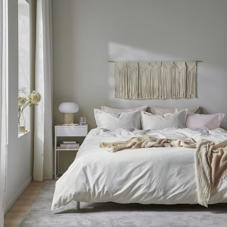 ÄNGSLILJA Duvet cover and 2 pillowcases, grey-green, 200x200/50x80 cm