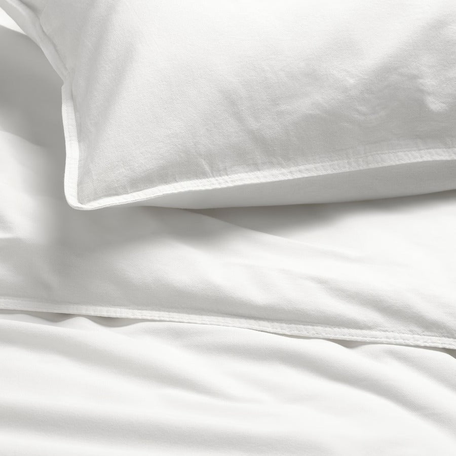 ÄNGSLILJA Duvet cover and 2 pillowcases, grey-green, 200x200/50x80 cm