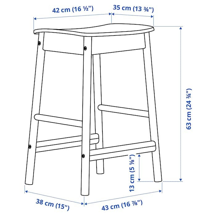 RÖNNINGE Bar stool, black, 75 cm