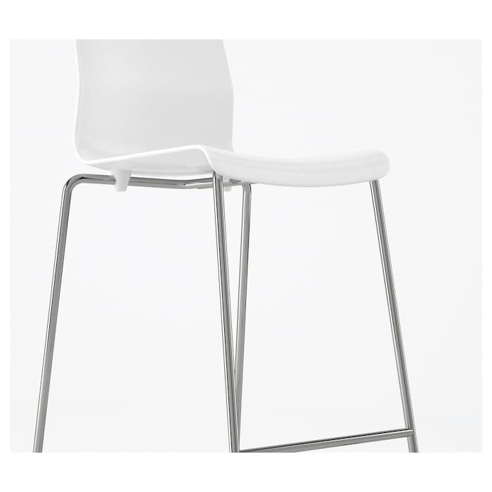 GLENN Bar stool, white/chrome-plated, 66 cm