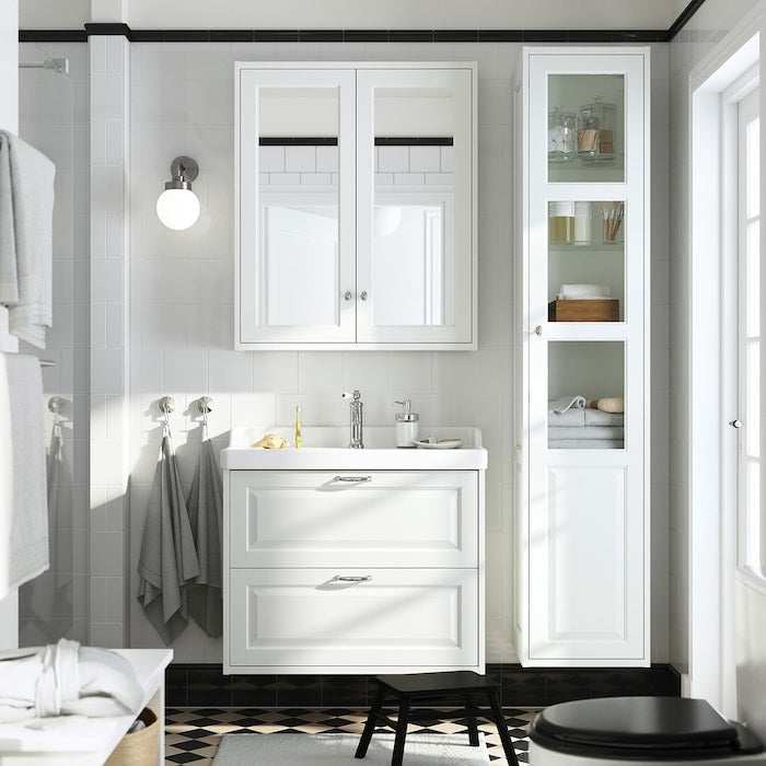 TÄNNFORSEN Mirror cabinet with doors, white, 60x15x95 cm