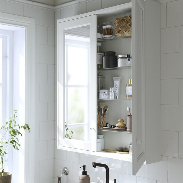 TÄNNFORSEN Mirror cabinet with doors, white, 60x15x95 cm