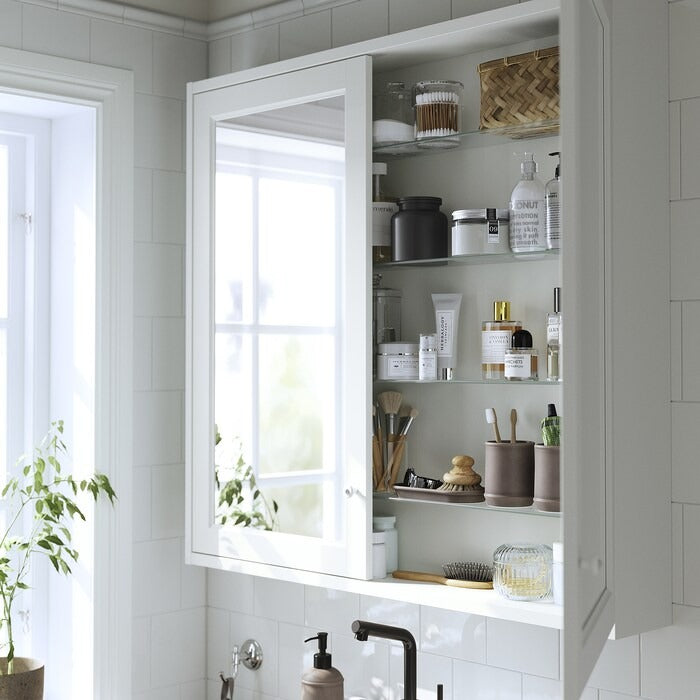 TÄNNFORSEN Mirror cabinet with doors, white, 60x15x95 cm