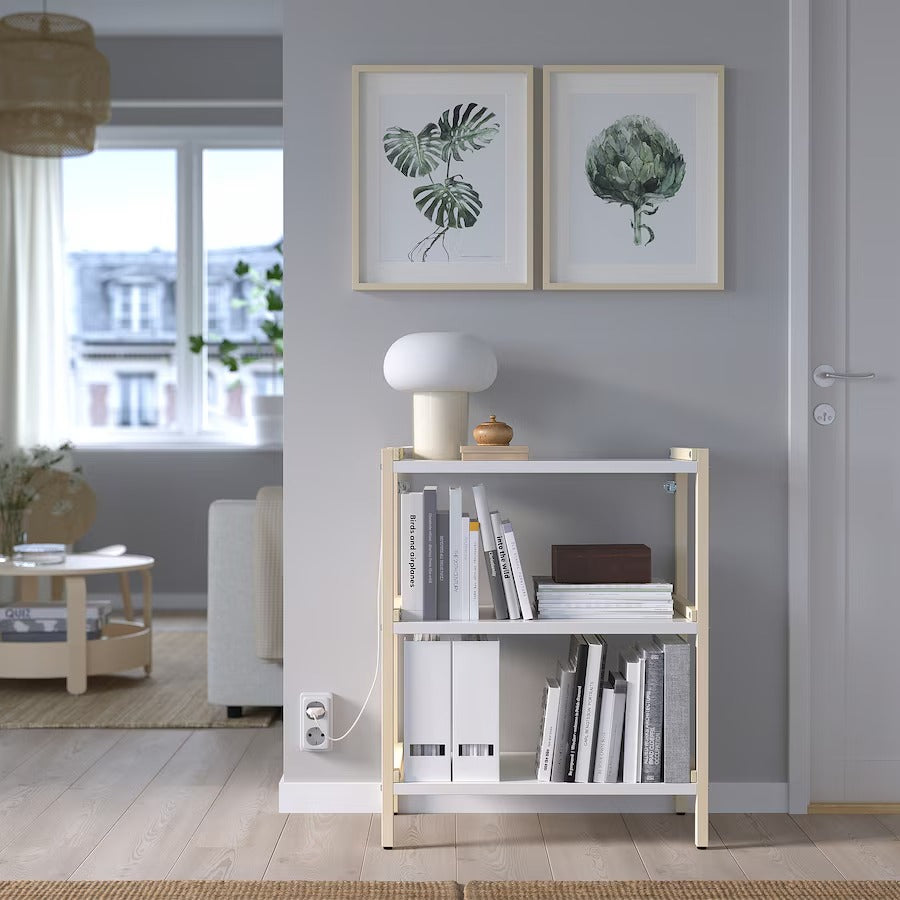 EKENABBEN Open shelving unit, aspen/blue, 70x34x86 cm