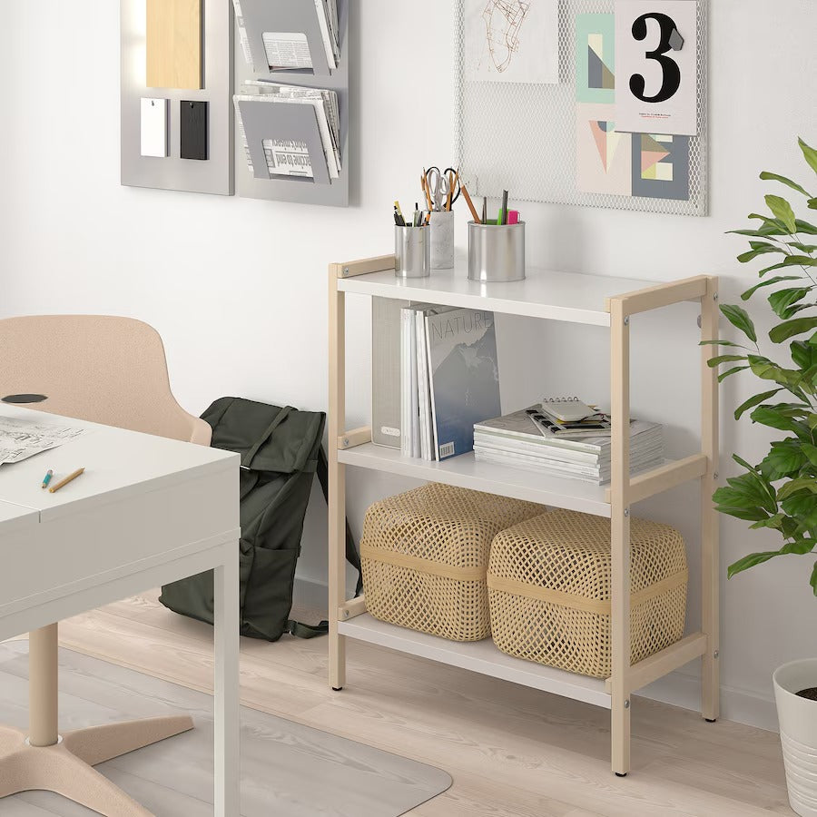 EKENABBEN Open shelving unit, aspen/blue, 70x34x86 cm