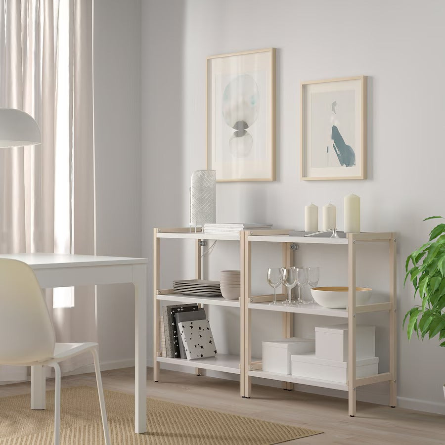 EKENABBEN Open shelving unit, aspen/blue, 70x34x86 cm