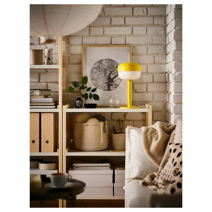EKENABBEN Open shelving unit, aspen/blue, 70x34x86 cm