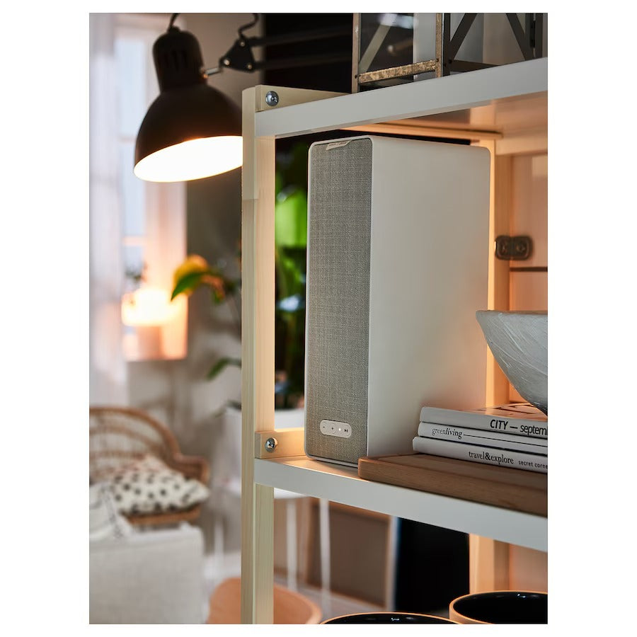 EKENABBEN Open shelving unit, aspen/blue, 70x34x86 cm
