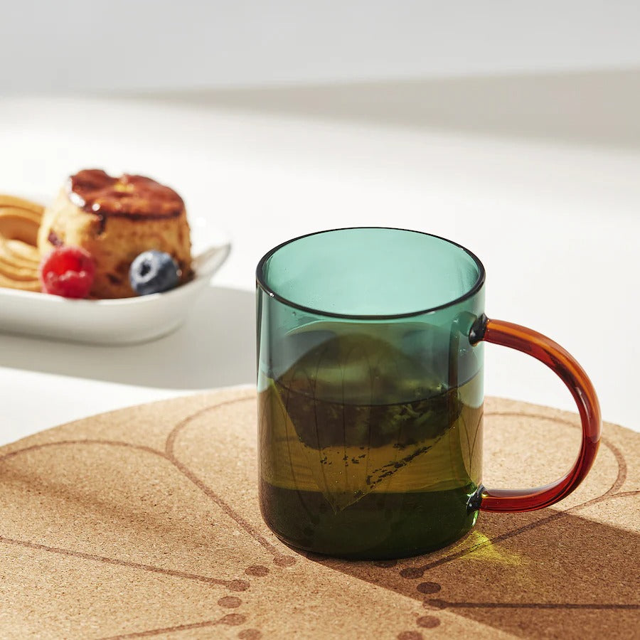 SKUGGSTUBB Mug, mixed colours brown/green, 41 cl