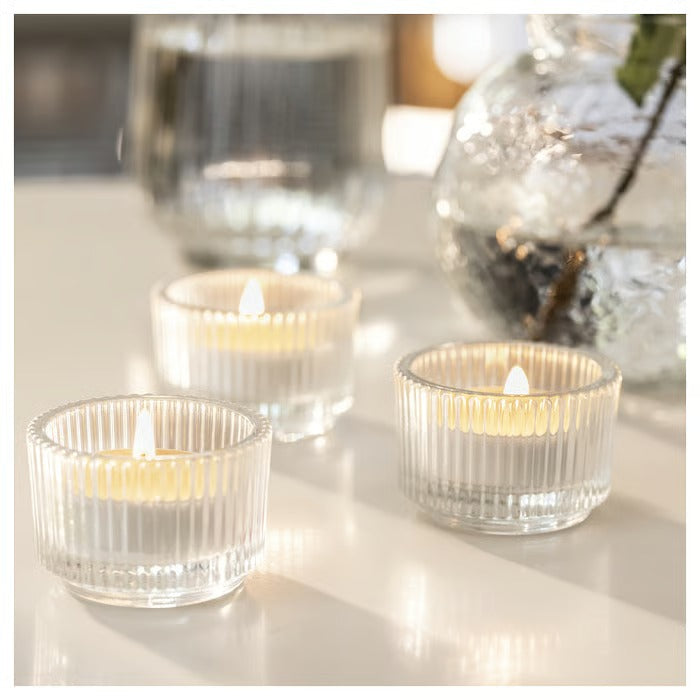 LÖVSKOGSLUND Scented tealight, Apple/light green, 3.5 hr
