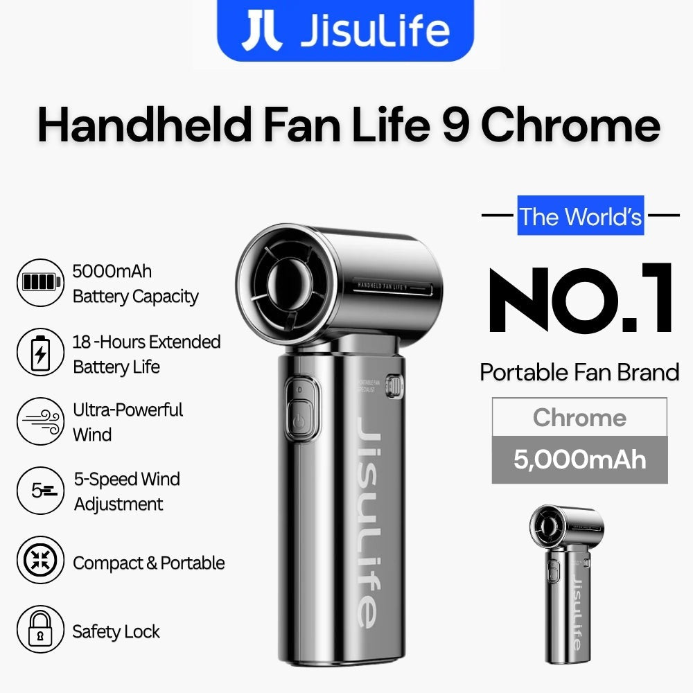 Jisulife - Handheld Fan Life 9 ( 5000mAh ) - Chrome