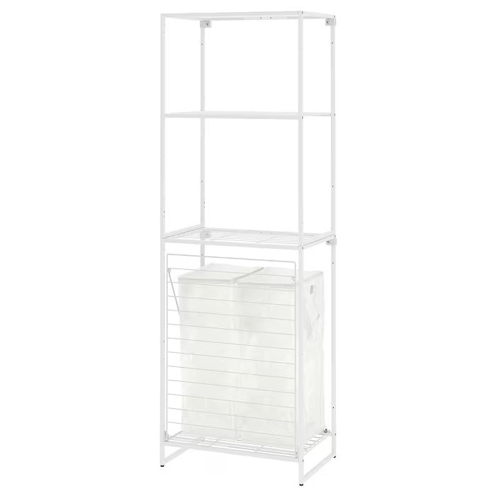 JOSTEIN Shelving unit with bags, in/outdoor wire/transparent white, 61x40/76x180 cm