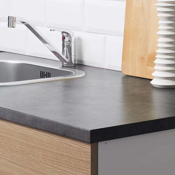 KNOXHULT Base cabinet with doors and drawer, wood effect/grey, 120 cm