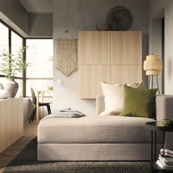 JÄTTEBO Chaise longue module, left, with armrest/Samsala dark yellow-green