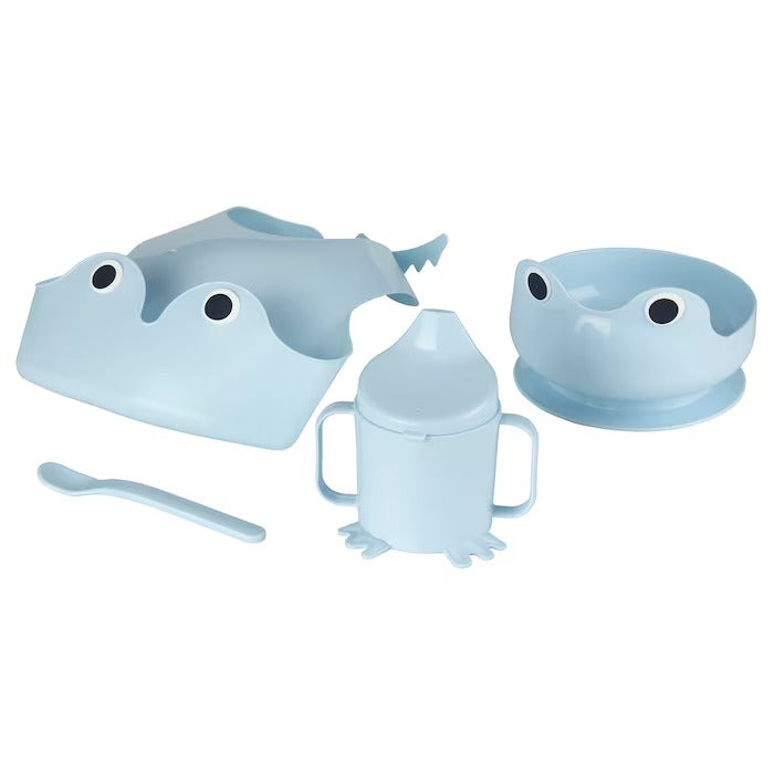 MATA 4-piece eating set, light blue