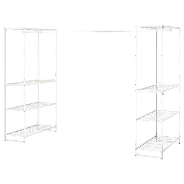 JOSTEIN Shelving unit with clothes rod, in/outdoor/wire white, 81x166/270x180 cm