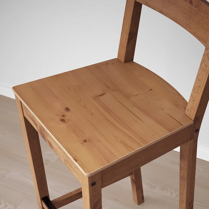 NORDVIKEN Bar stool with backrest, black, 75 cm