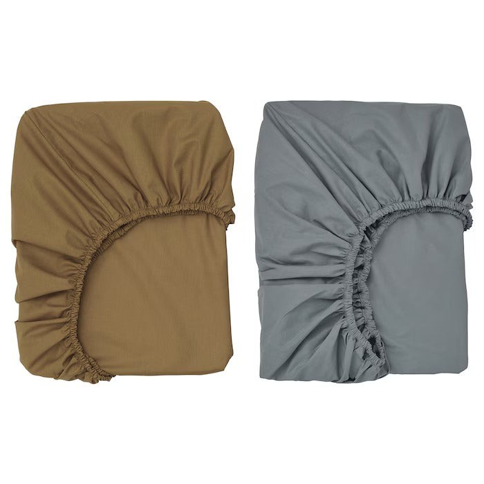 GULDVÄVARE Fitted sheet for cot, dark yellow/blue, 60x120 cm