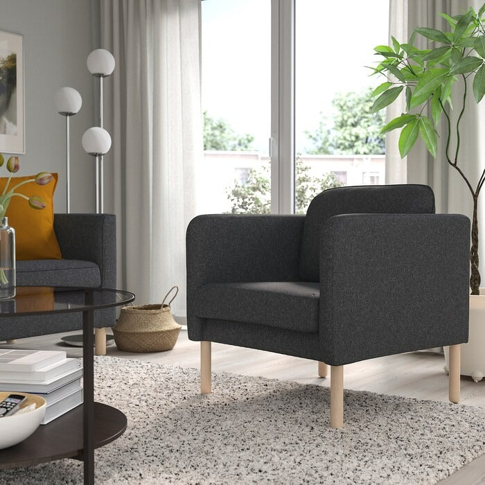 VISKABACKA Armchair, Skartofta black/light grey