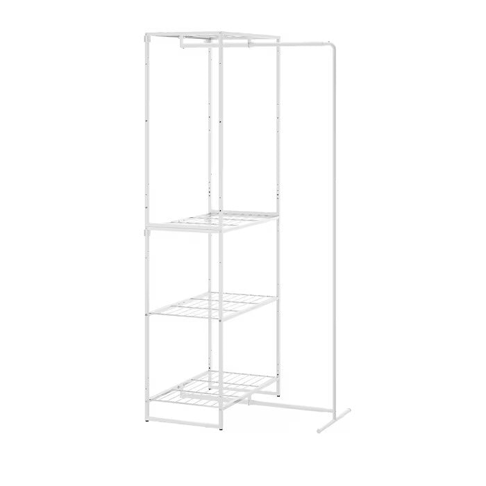 JOSTEIN Shelving unit with drying rack, in/outdoor/wire white, 61x53/117x180 cm