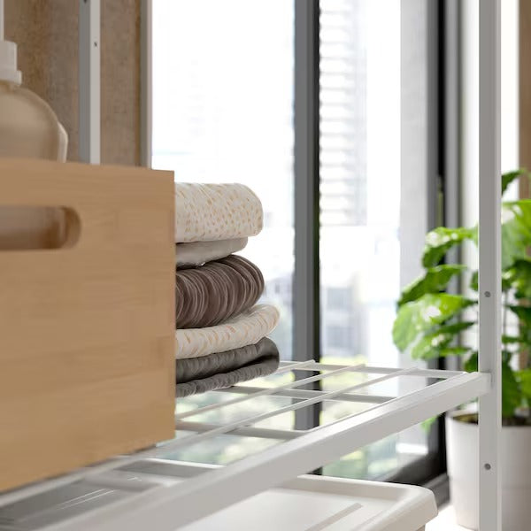 JOSTEIN Shelving unit with clothes rod, in/outdoor/wire white, 81x166/270x180 cm