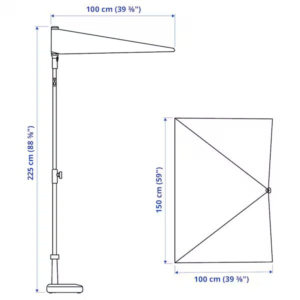 LILLEÖ / BRAMSÖN Parasol with base, grey/black, 150 cm
