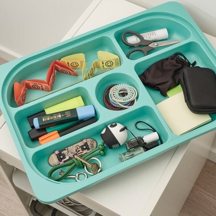 TROFAST Storage tray with compartments, grey, 42x30x5 cm