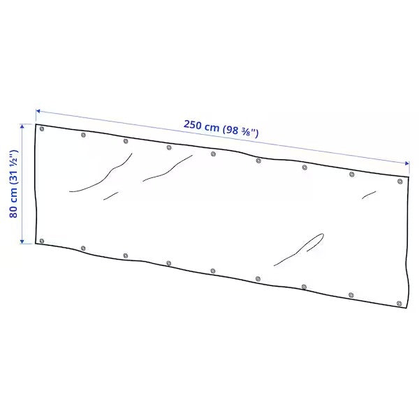 DYNING Balcony privacy screen, black, 250x80 cm