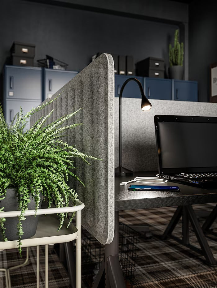 EILIF Screen for desk, dark grey, 80x48 cm
