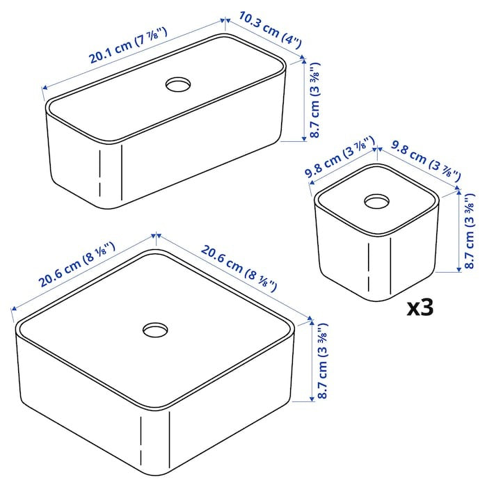 VISSLAÅN Box with lid, set of 5, grey