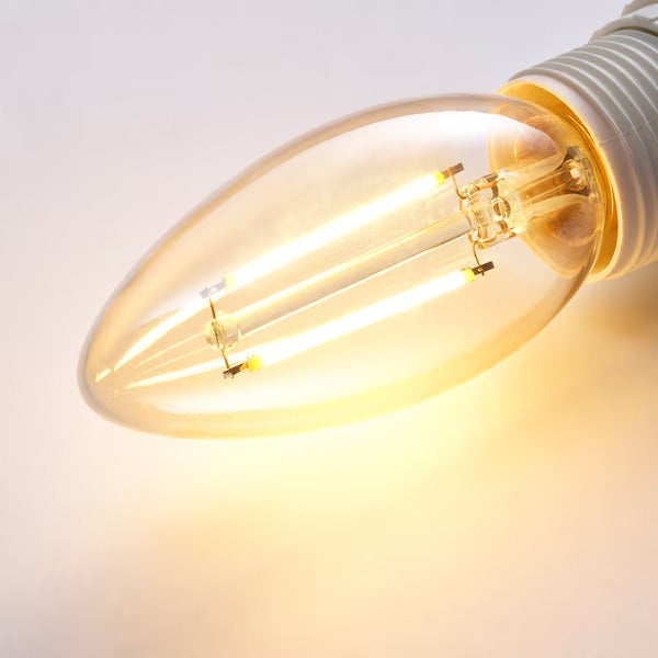 LUNNOM LED bulb E14 210 lumen, dimmable/chandelier brown clear glass