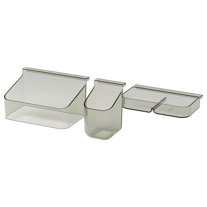 VISSLAÅN Drawer organisers, set of 3, grey