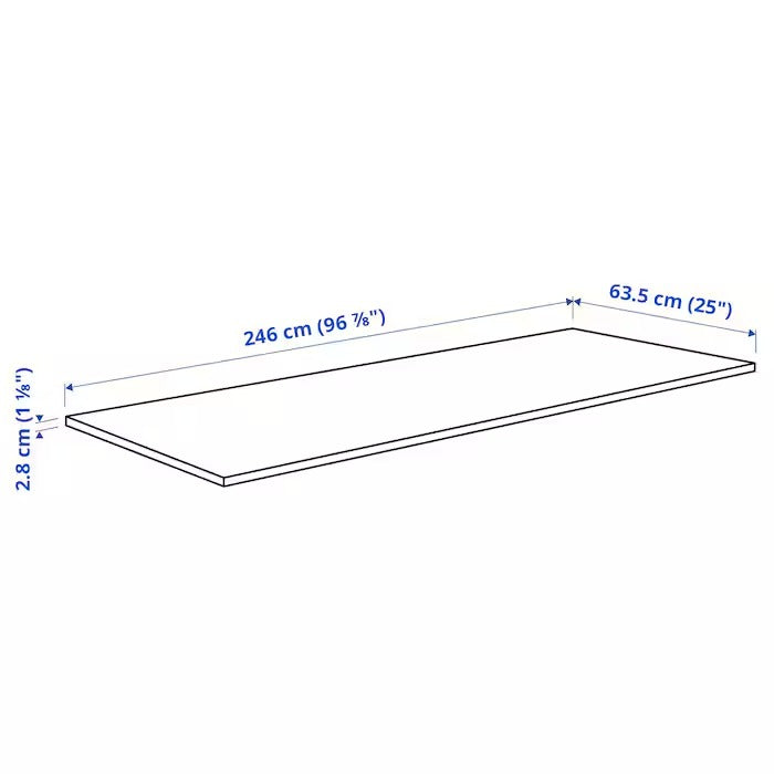 EKBACKEN Worktop, ash effect/laminate, 246x2.8 cm