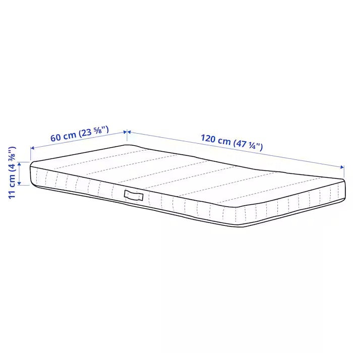 JÄTTETRÖTT Pocket sprung mattress for cot, white, 60x120x11 cm