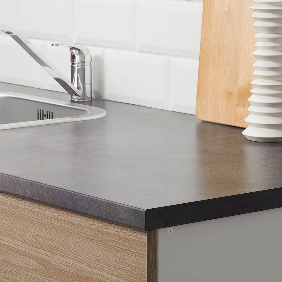 KNOXHULT Base cabinet with doors, wood effect/grey, 180x85 cm